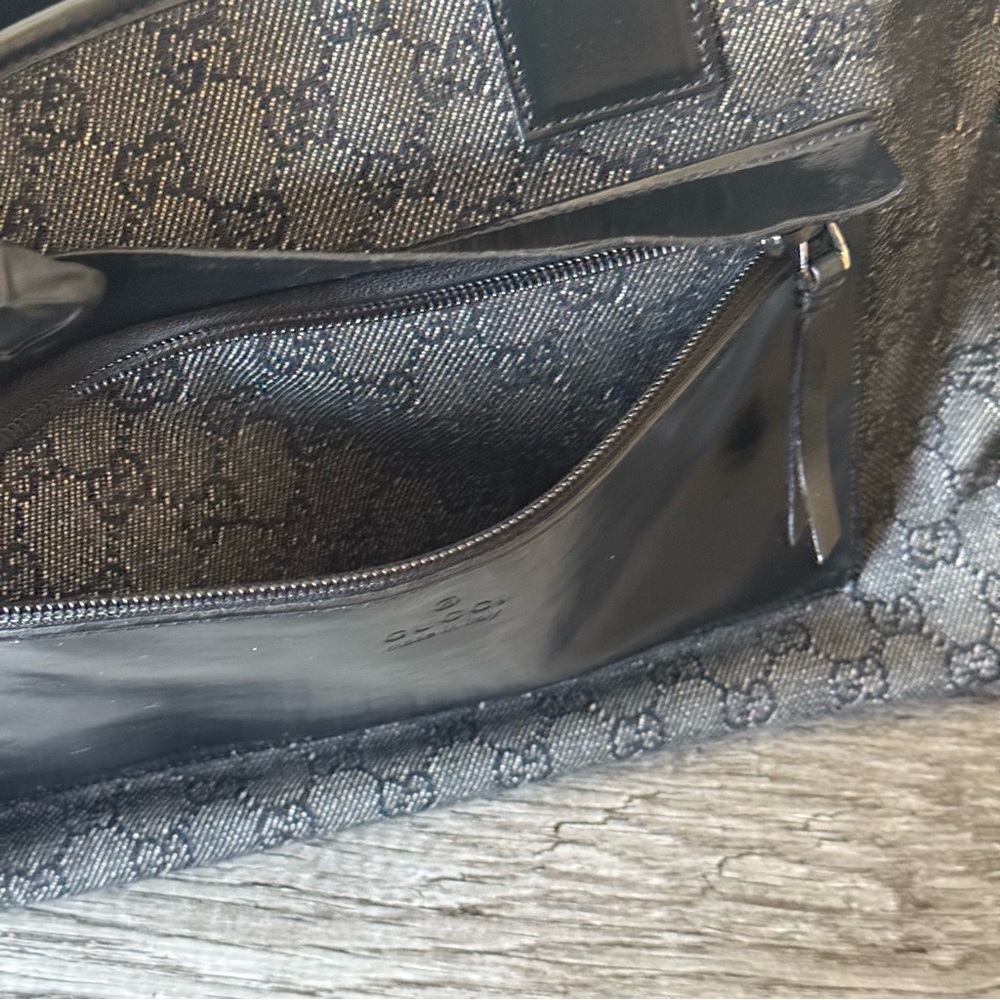 🔥AUTHENTIC GUCCI BLACK DENIM & LEATHER TOTE BAG🔥 - Picture 9 of 16